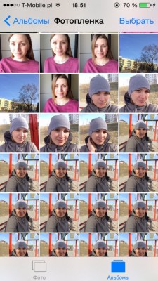 оляпка в фотоальбоме айфона