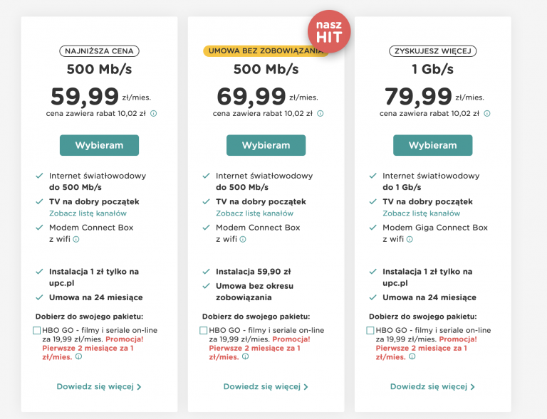 Internet bez zobowiązań