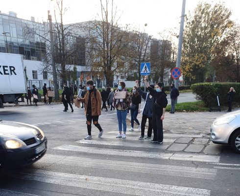 протесты против запрета абортов в Польше, Люблин, блокада